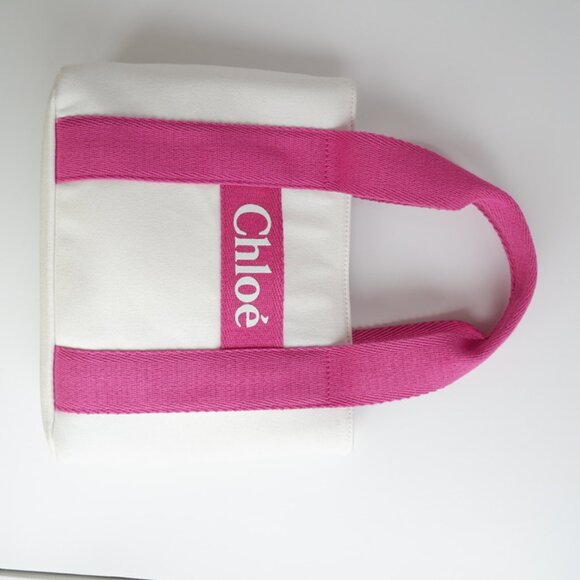 Authentic Preowned Chloe White/Pink Canvas Two Way Bag - Picture 9 of 16